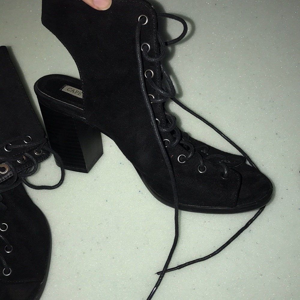 Black lace up heels